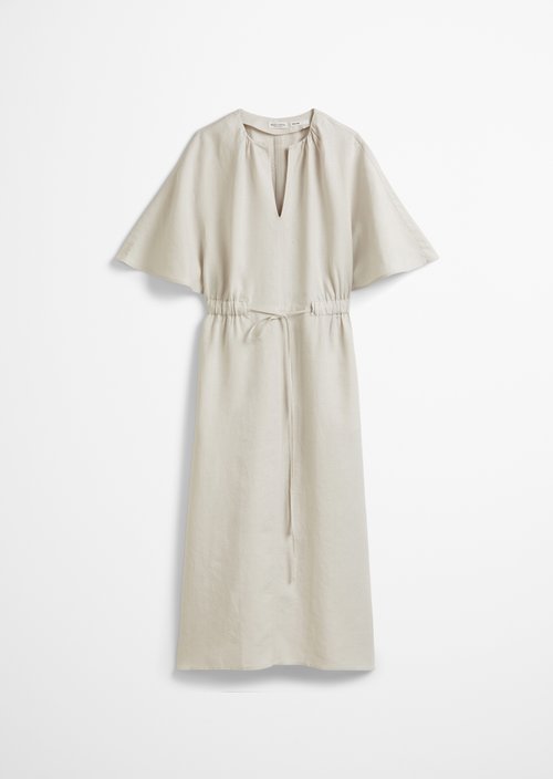 Linen dress flared — Beige