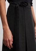 Wrap skirt flared made from TENCEL™ Lyocell-linen mix - black