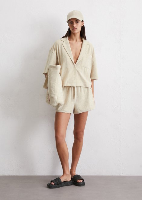 Marc O'Polo Frottee-Shirt relaxed, Damen, beige, Gr. xxl, 80% Baumwolle, 20% Polyester