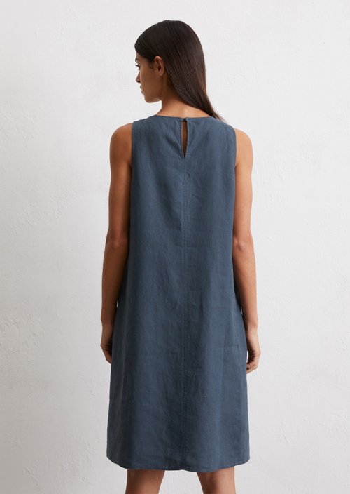 Linen sheath dress shaped — Dark blue