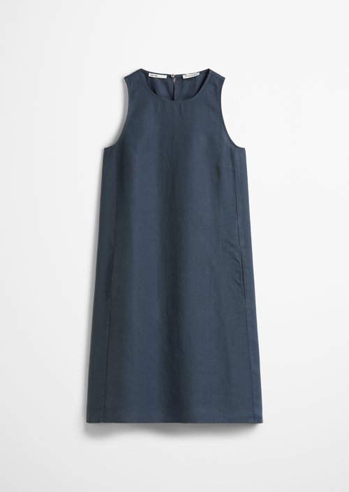 Linen sheath dress shaped — Dark blue