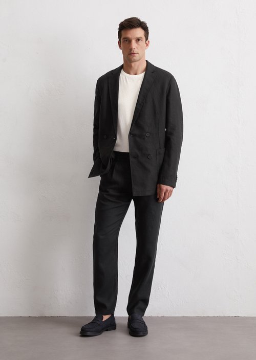 Linen jacket shaped — Black