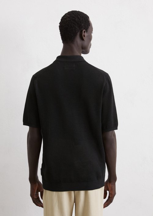 Regular knit polo shirt — Black