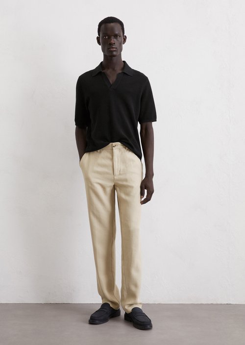 Regular knit polo shirt — Black