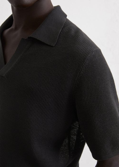 Regular knit polo shirt — Black