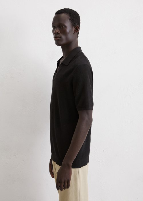 Regular knit polo shirt — Black