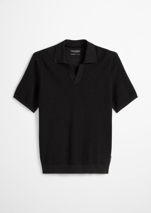 Regular knit polo shirt — Black