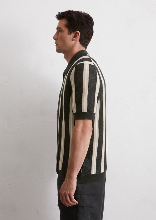 Regular knit polo shirt — Black