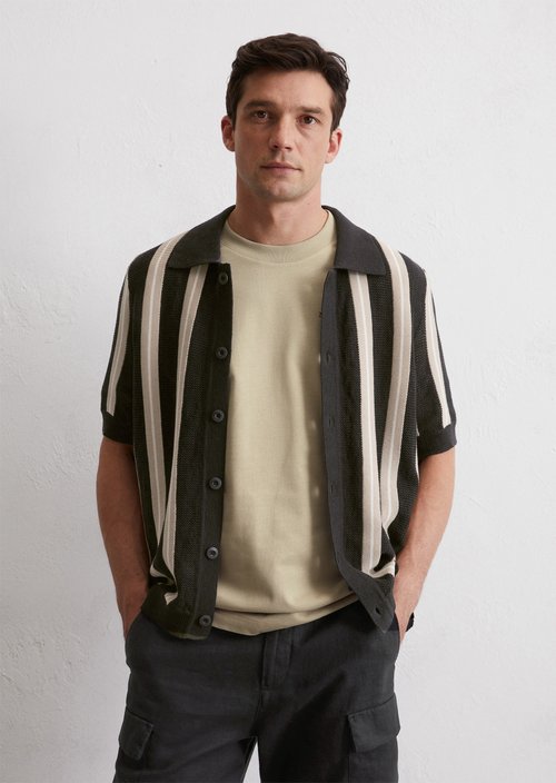 Regular knit polo shirt — Black