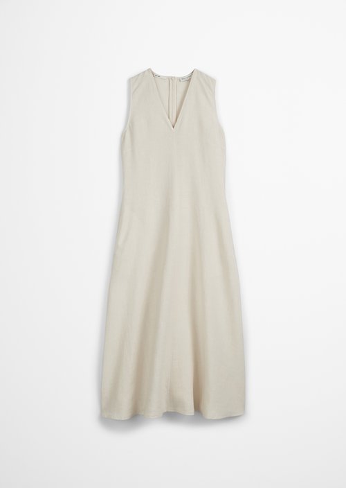 Sleeveless linen dress shaped — Beige
