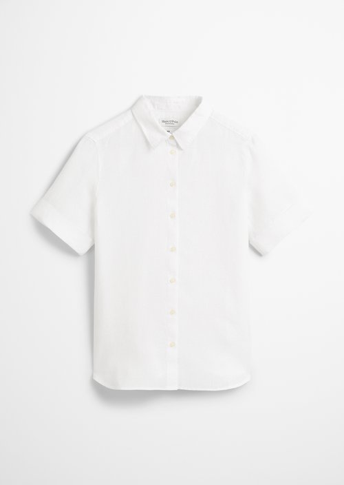 Regular short-sleeved linen blouse — White