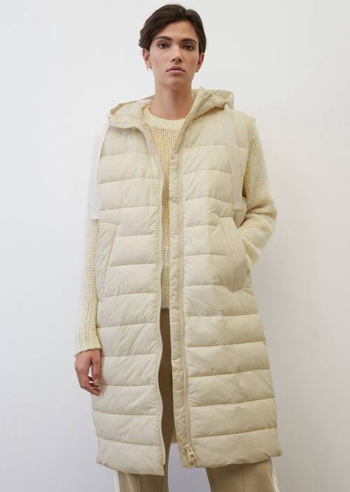 Lange bodywarmer met capuchon regular M159 in vooraanzicht