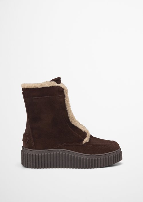 Lace-up boots model Bianca — Dark brown