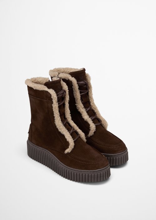 Lace-up boots model Bianca — Dark brown