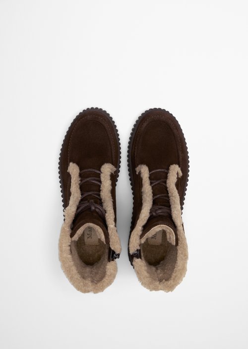 Lace-up boots model Bianca — Dark brown