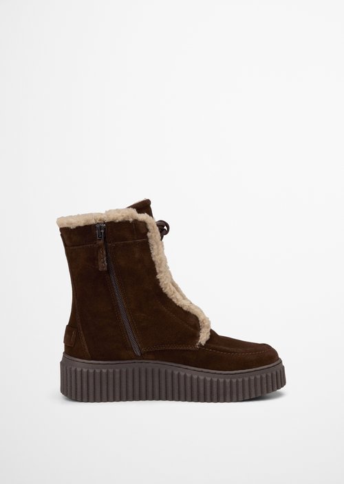 Lace-up boots model Bianca — Dark brown