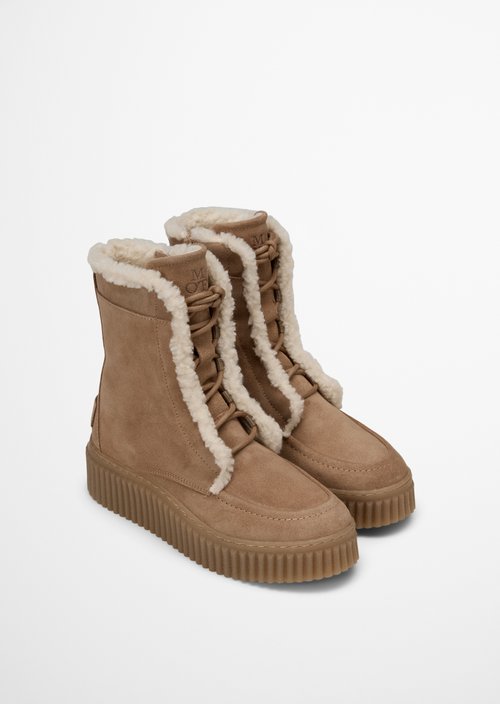 Lace-up boots model Bianca — Beige