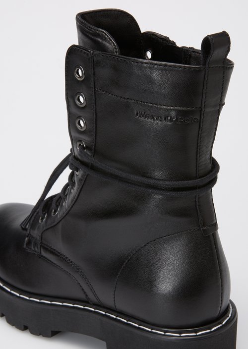 Black Marco Polo Ankle Boots Damen Schnürboots
