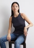 Regular tank top made from ribbed jersey - blue | Clothing