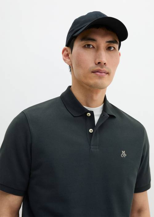 Poloshirt Piqué regular aus reiner Bio-Baumwolle blau