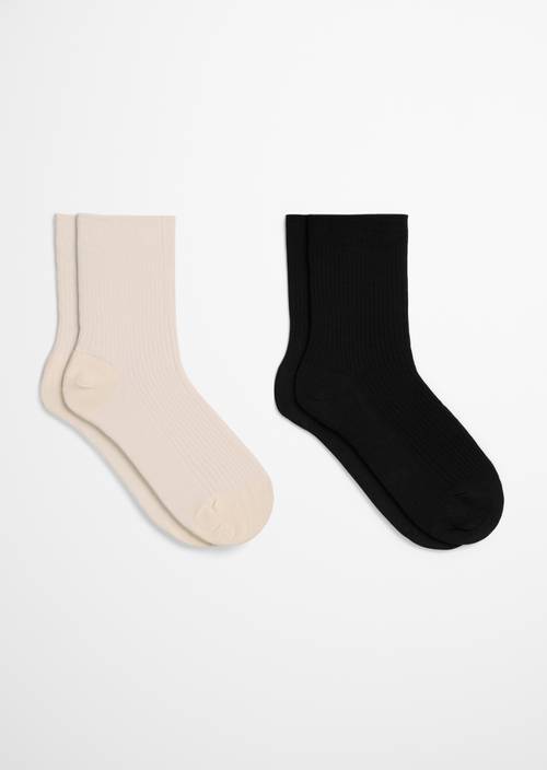 Ribbed socks offwhite/black in front view