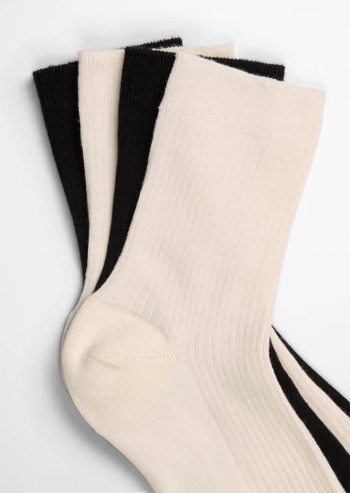 Ribbed socks offwhite/black in detail view