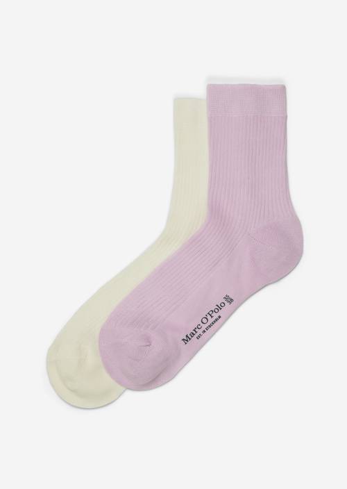 Ribbed socks offwhite/powder lilac in front view