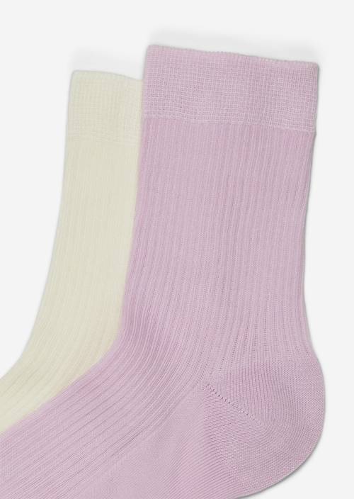 Ribbed socks offwhite/powder lilac in detail view