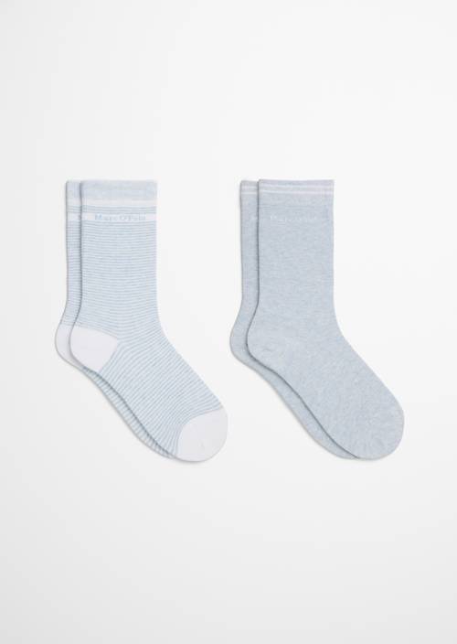 Chaussettes en coton biologique light blue melange en vue de face