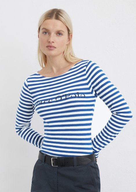 Marc O'Polo Regular gestreepte longsleeve, Dames, blauw, Xl, 100% Katoen
