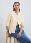 Marc O'Polo Bouclé-Cardigan slim, Damen, weiss, Gr. l, 78% Baumwolle, 22% Polyamid