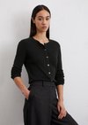 Marc O'Polo Feinstrick-Cardigan slim, Damen, schwarz, Gr. l, 90% Baumwolle, 10% Leinen