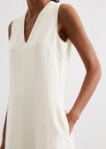 Sleeveless linen dress shaped A-line cut - beige | Midi