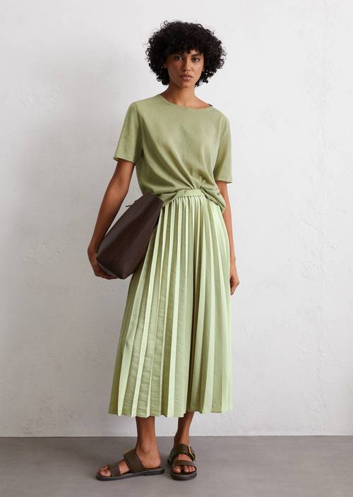 Pleated skirt made from recycled polyester green Midi-skirts