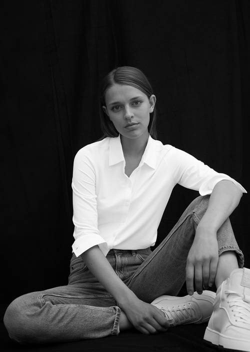 Jersey-Bluse regular off white in Frontalansicht