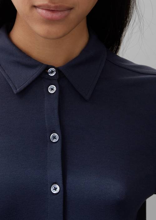 Jersey-Bluse regular midnight blue in Detailansicht