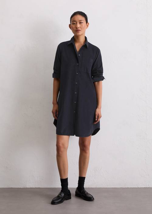Relaxed shirt dress deep night blue in front view