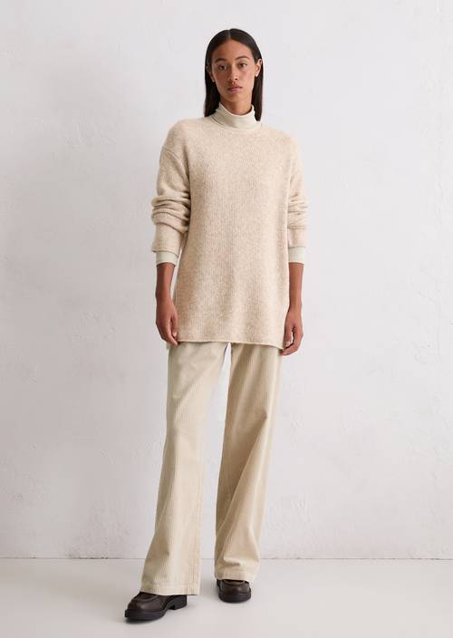 Pullover loose aus Bio-Baumwolle-Alpaka-Schurwolle-Mix beige