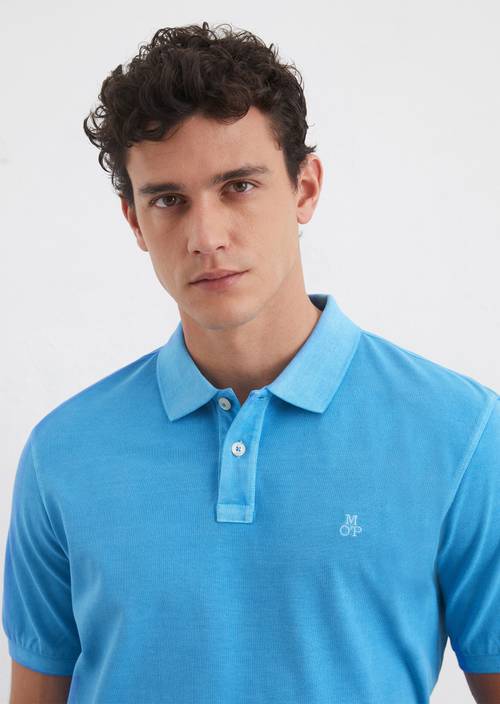 Piqué regular polo van biologisch katoen blauw Polo's met