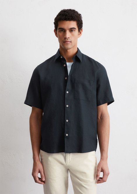 Marc O'Polo shirt met korte mouwen, Heren, blauw, Xxl, 100% Linnen