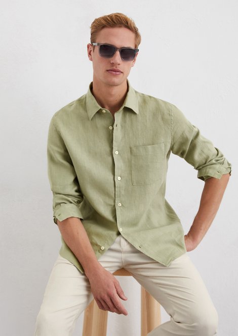 Marc O'Polo Regular overhemd, Heren, groen, S, 100% Linnen