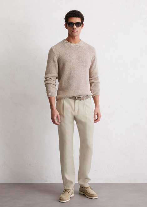 Marc O'Polo Linnen broek model Osby joggerplooien, Heren, bruin, 38/30, 100% Linnen