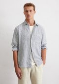 Regular shirt made from pure linen - blue | Long sleeve