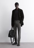 MULTI STRIPED DOBBY CHINO BELTED HIGH WAIST PANTS(XS Navy): Vintage 1.2｜THE  SHOP YOHJI YAMAMOTO