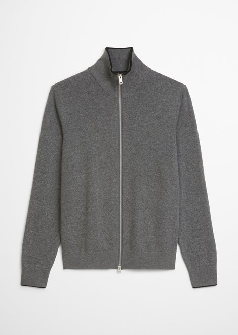 Marc O'Polo Zipper-Strickjacke regular, Herren, grau, Gr. s, 54% Baumwolle, 29% Schurwolle, 17% Polyamid