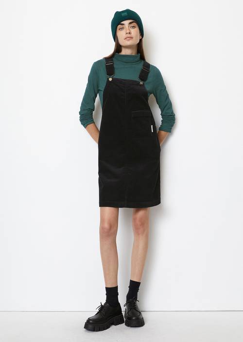 Cord-Latzkleid regular black in Frontalansicht
